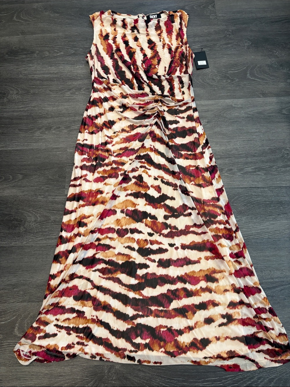 DKNY Sleeveless Animal-Print Maxi Dress in Multi